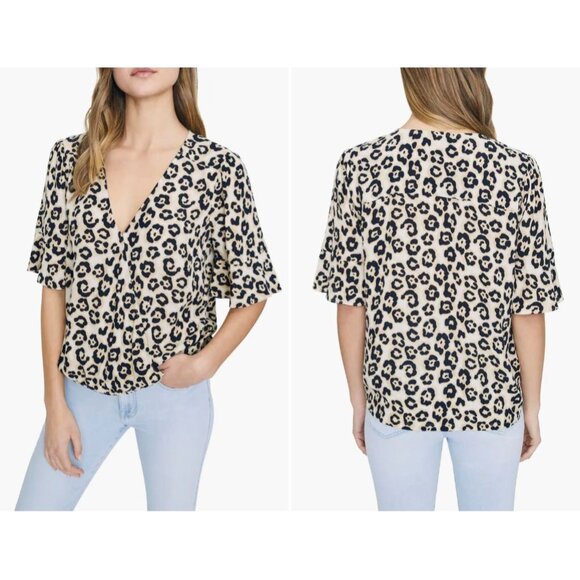 Sanctuary Womens Plus Size Top Blouse Surplice Wrap Leopard Animal Print Sz 1X - Picture 9 of 9